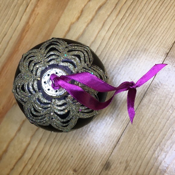 Purple Gold Glitter Christmas Ball Ornament - Picture 4 of 9